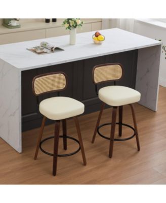 Rattan Counter Height Swivel Bar Stools (Set of 2)