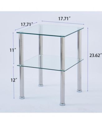 Clear 2-Tier Side/End Table with Storage