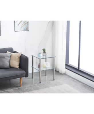 Clear 2-Tier Side/End Table with Storage