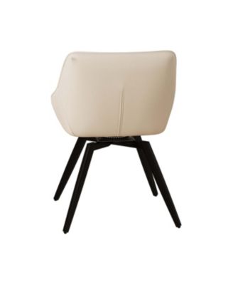 Beige PU Dining Chairs Black Metal Legs (Set of 2)