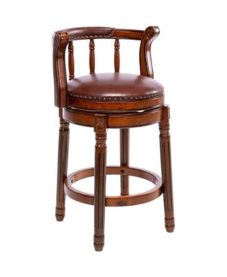 Cow Leather Swivel Bar Stool - 26" - Brown