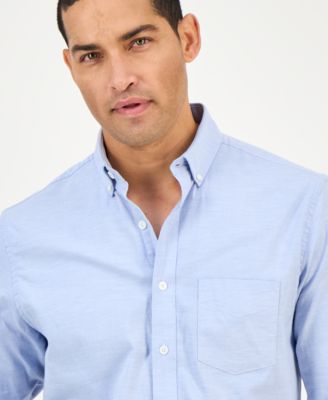 Men's Solid Stretch Oxford Cotton Shirt, Created for Macy's