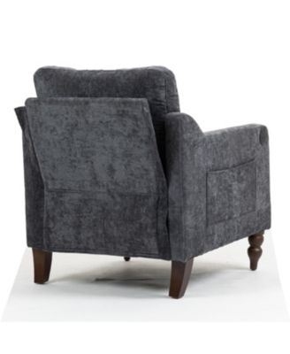 Accent Chenille Chair w/ USB Ergonomic Back Storage