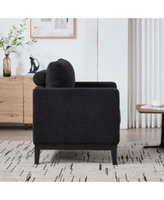 35.4" Wide Modern Farmhouse Accent Chair - Black Boucle