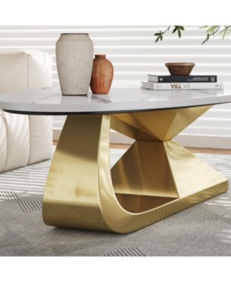 Sintered Stone Coffee Table with Stainless Steel Base