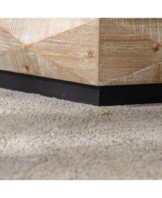 Octagon Coffee Table 38" Retro Wood Center Table