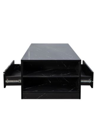 LED Coffee Table with Storage & Shelf