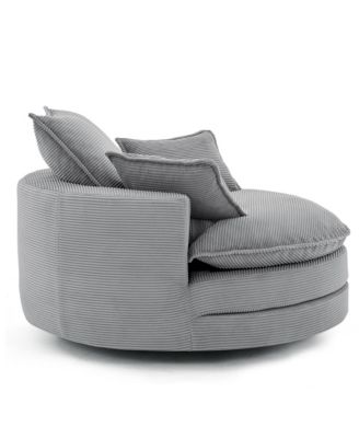 Swivel Barrel Chair with Pillows