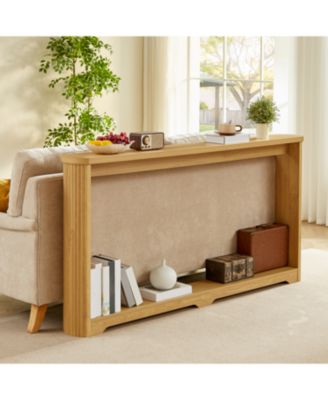+ 70" + Wood + Corrugated Design + Console Table