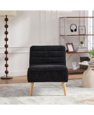 Modern Upholstered Accent Chair, Chenille, Black