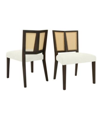 Streamdale Rattan Dining Chair Without Arm(dark brown+beige) Set of 2