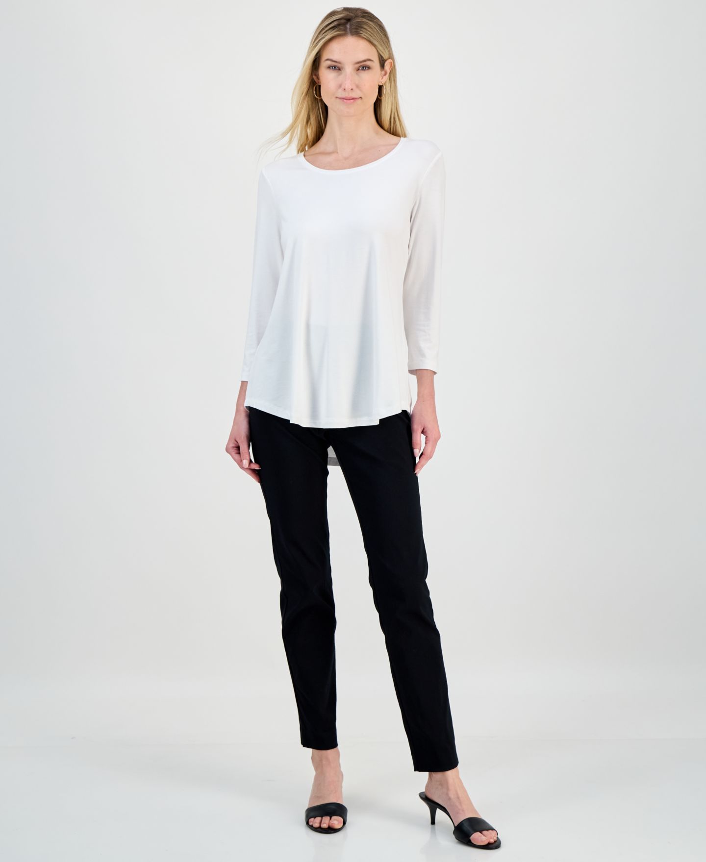 Женский топ JM Collection 3/4-Sleeve Scoop Neck, цвет: Яркий белый — фото 3
