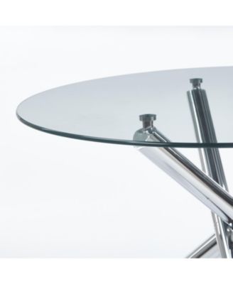  Chrome Glass Dining Table - Modern Kitchen/Living Room Table 110cm