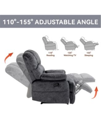 Large Manual Recliner Chair in Fabric for Living Room