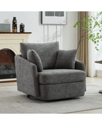 Chenille Swivel Accent Chair with Pillows