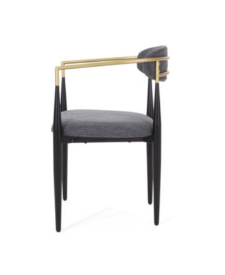 Modern Gold Accent Upholstered Dining Chairs (Set of 2)