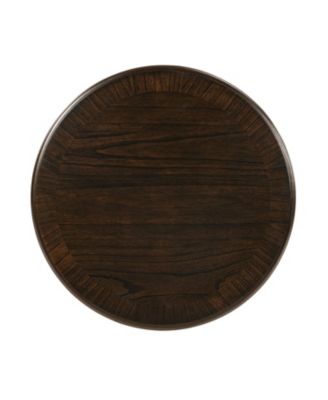 Retro Round Wooden End Table, X-Base, Espresso