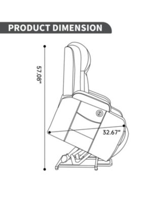 Streamdale Dark Grey Power Lift Recliner, 350 LBS, Massage, Heat, USB & Cup Holders
