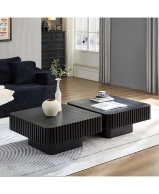  31.5" Modern Drum Coffee Table - Black