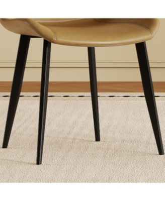  PU Leather Dining Chairs, Carbon Steel Legs, Brown (Set of 4)