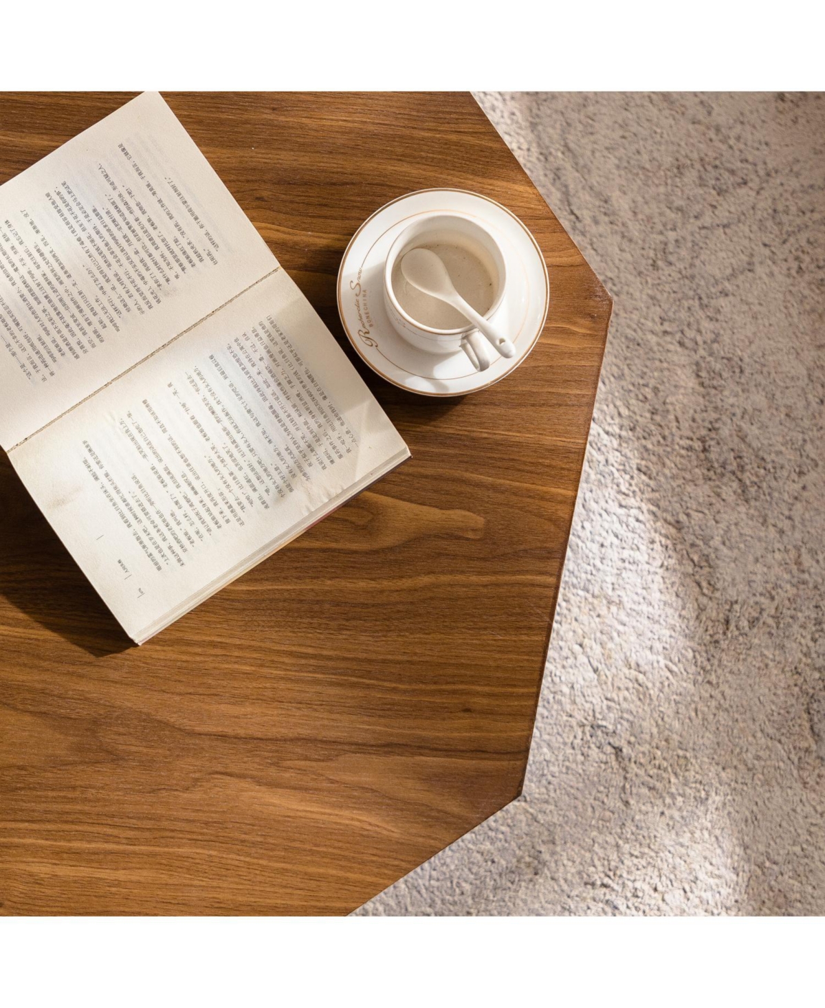 Streamdale Furniture 30.5" Walnut Octagon Coffee Table - Living Room/Office