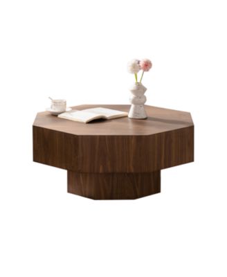 30.5" Walnut Octagon Coffee Table - Living Room/Office
