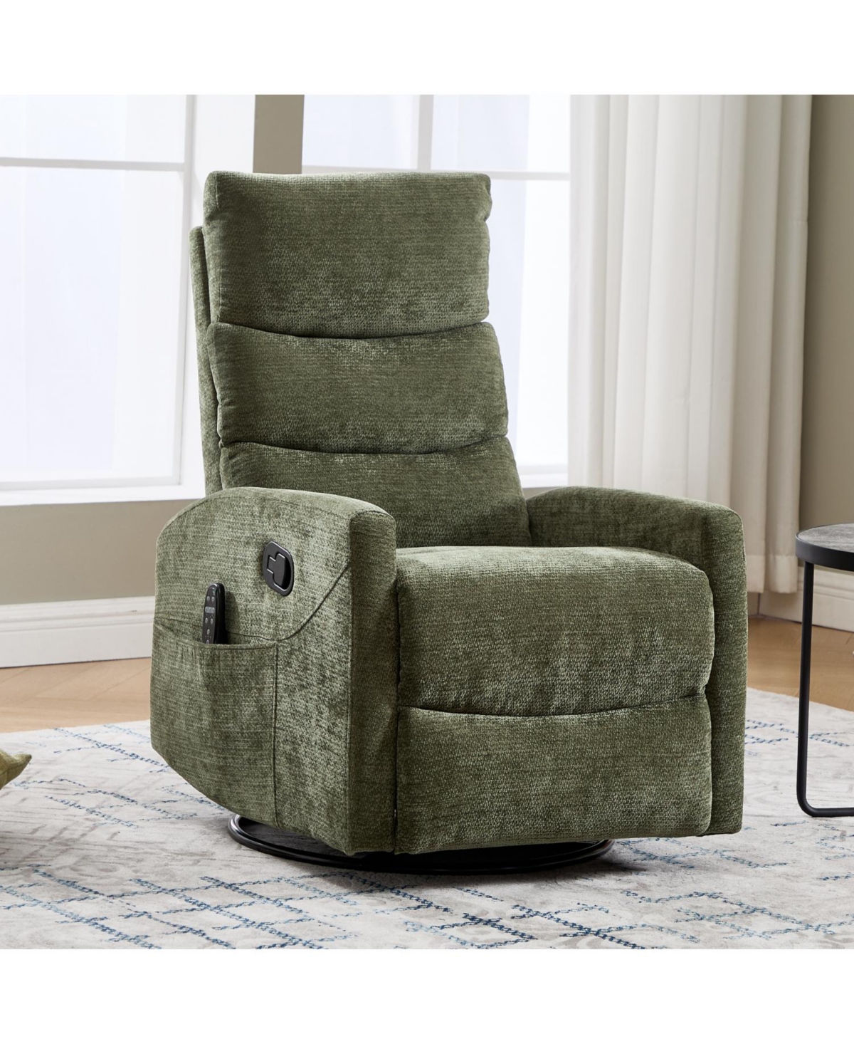 Streamdale Furniture Heat Massage Rocker Recliner Chair, Swivel Fabric