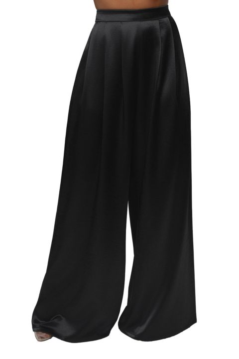 Женские брюки JLUXLABEL Satin Bliss Pleated Pant, цвет: Чёрный