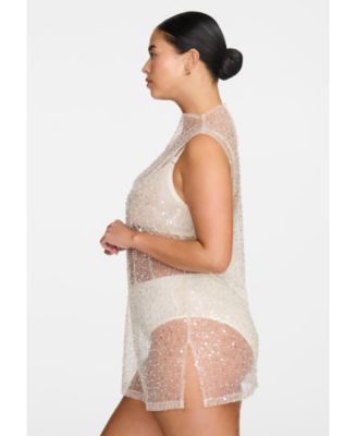 Women's The Mock Neck Mini Dress- Sequin