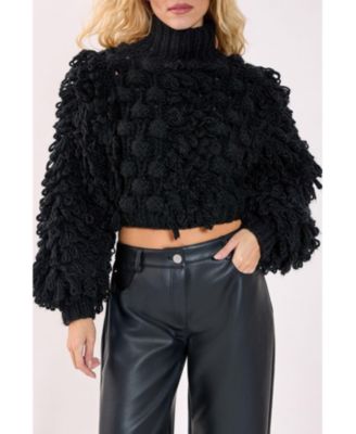 Women's High Neck Cropped Sweater