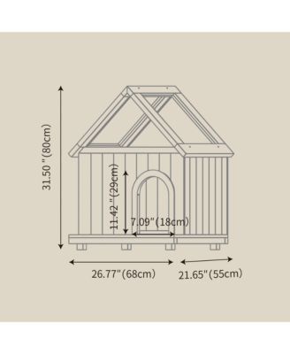 FSC Cedar Floral Carved Transparent Roof Cat House