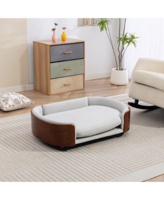 Scandinavian Style Large Velvet Gray Elevated Cat Sofa