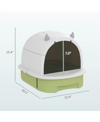 Refreshing Green Cat Litter Box with Lid, Scoop & Bags: A Complete Odor-Control Kit for a Fresher Home