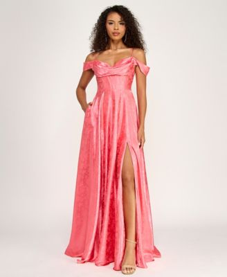 Juniors' Sweetheart-Neck Jacquard Dress