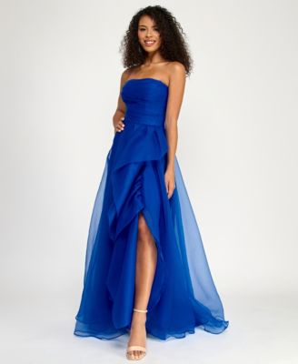 Juniors' Asymmetric Drape Strapless Ball Gown, Created for Macy's