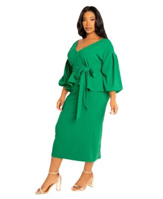 Plus Size Off Shoulder Peplum Midi Dress