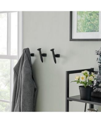 Black Cast Iron Railway Nail Head Wall Hooks (Set of 6)