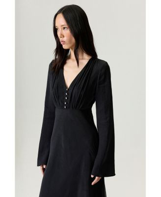 Women's Crystal Button Detailed Maxi Dress