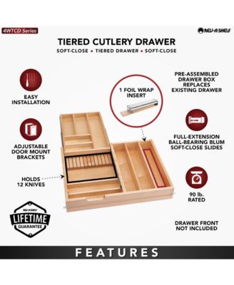 27'' Tiered Cutlery Drawer Organizer with Soft-Close, 4WTCD-30HSC-1