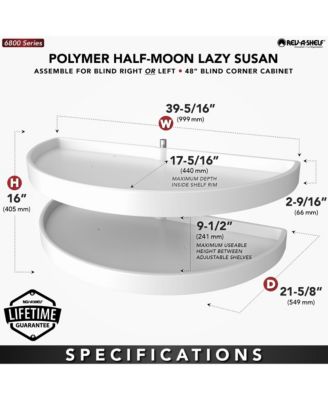 39" Lazy Susan Half-Moon Polymer Two-Tier Blind Cabinet 6882-39-11-570