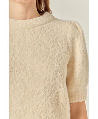 Women's Boucle Puff Sleeve Knit Top