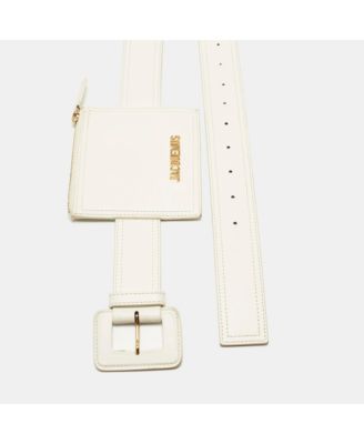 White Leather La Ceinture Carree Pouch Belt