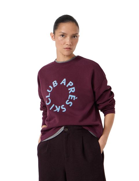 Женские толстовки Hush Apres Ski Club Graphic, цвет: Тёмный винный красный
