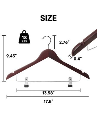 Premium Wooden Clothes Hangers with Swivel Hook – Solid Wood Skirt/Pant Hangers with Clips for Suits and Coats