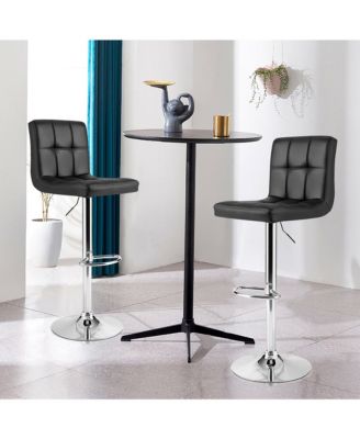 Adjustable Armless Bar Stool Full Back Swivel Kitchen Counter Bar Chair PU Leather