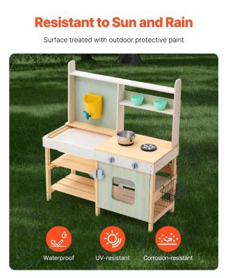 Outdoor Mud Kitchen with Storage Bag, Metal Baskets & Stoves