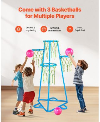 Kids Basketball Hoop, Adjustable Multi-Hoop Basketball Stand with 3 Balls for Indoor and Outdoor Play