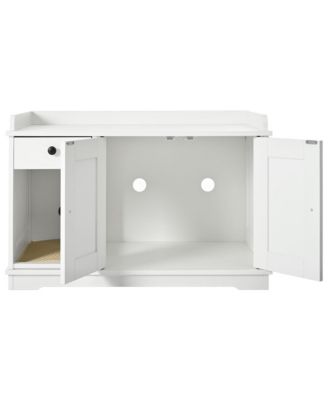 White Farmhouse Cat Litter Box Enclosure with Storage
