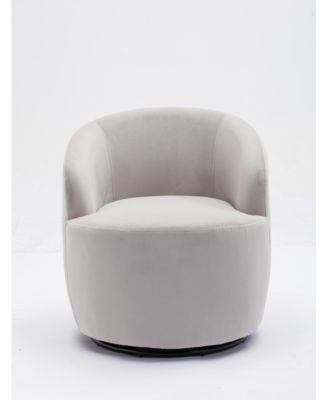Gray Velvet  Swivel Accent Armchair With Black Powder Coating Metal Ring