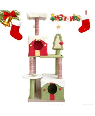Particle Board 54" 2 Condos + Anti-Tip Design Christmas Cat Tree